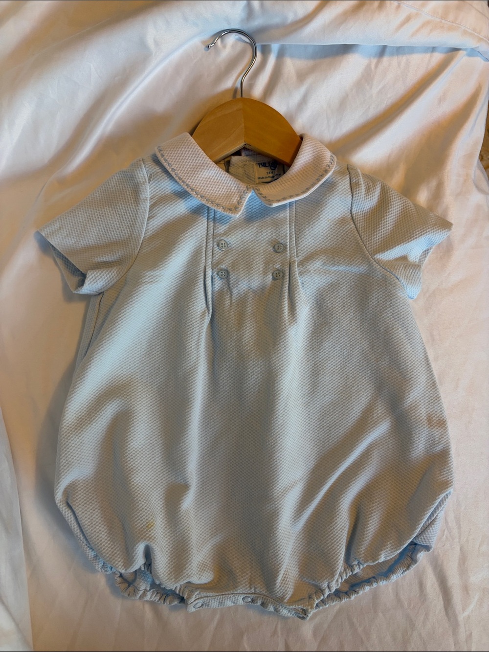 Luli & Me Light Blue Peter Pan Collar Bubble Romper